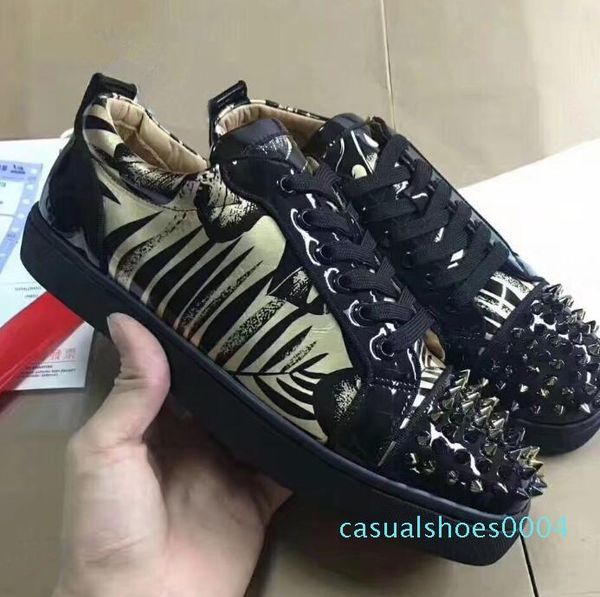 

new classic leather casual shoes women designer sneakers men shoes genuine leather fashion mixed color original box bottom is red ac04, Black