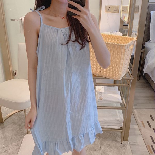 

suspender nightgowns for women summer thin section korean loose home service sleepwear dress ropa para dormir de mujer, Black;red