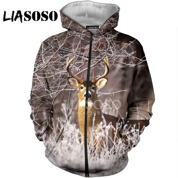 

liasoso 3d print men women funny cute animals deer elk antlers hoodies sweatshirts zipper jacket casual streetwear x2737, Black