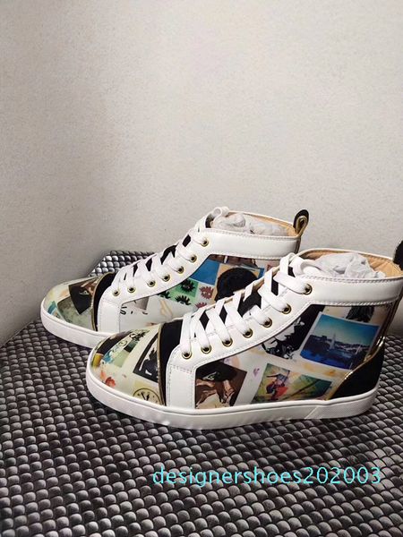 

оригинальная мода новых граффити с красной подошвой кроссовок для мужчин женщин роскошного золотого шипованных шипов flat mens casual тренер, Black