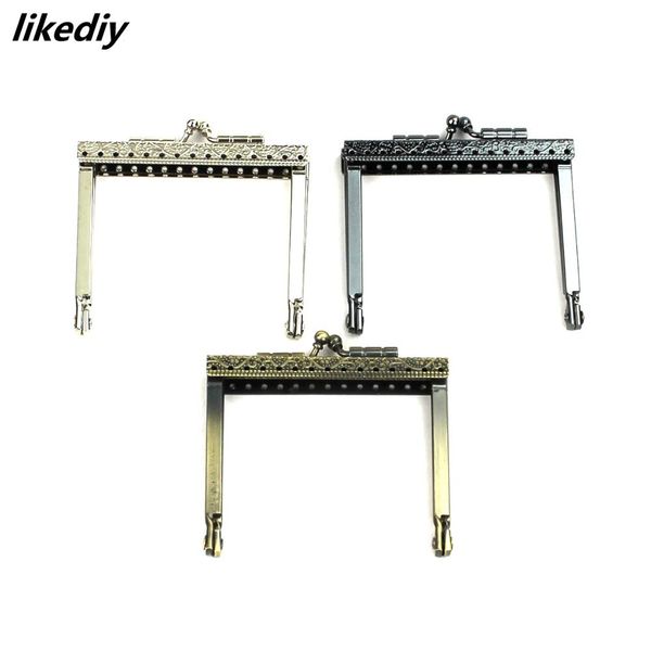 

21 pcs/lot 7 cm antique bronze silver gun black square embossing metal purse frame kiss lock coin purse diy handmade accessories