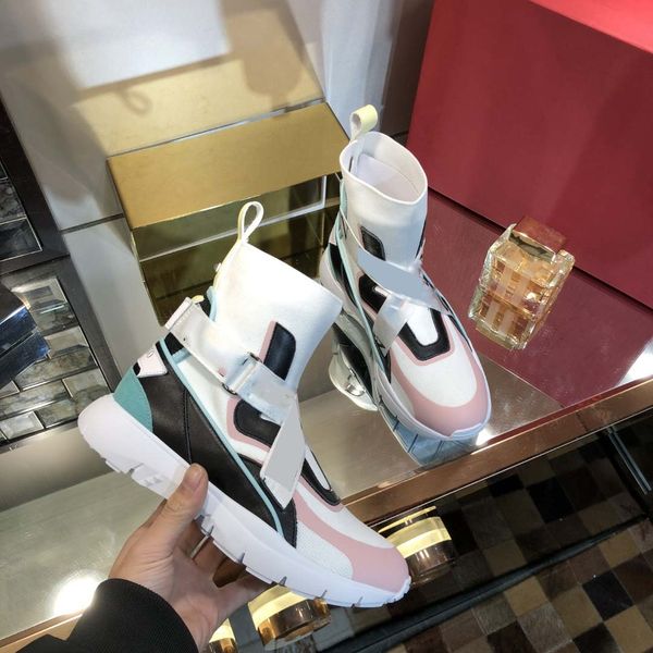 

2019 boots new classic socks shoes ladies short boots fashion personality knitted short boots, Black