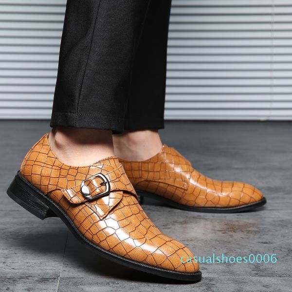 

muluhu 2019 spring new fashion men dress shoes leather buckle strap elegant business office wedding shoes pointed toe size 38-48 c06, Black