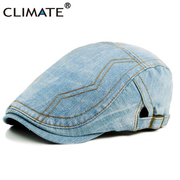 

climate denim berets cap flat caps men new autumn spring hat men jeans hat adjustable cotton denim jeans flat caps, Blue;gray