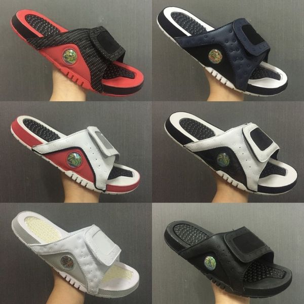 

13 hydro slippers men 13s chicago gym red black slides slippers summer beach casual fashion sandals with shoes box