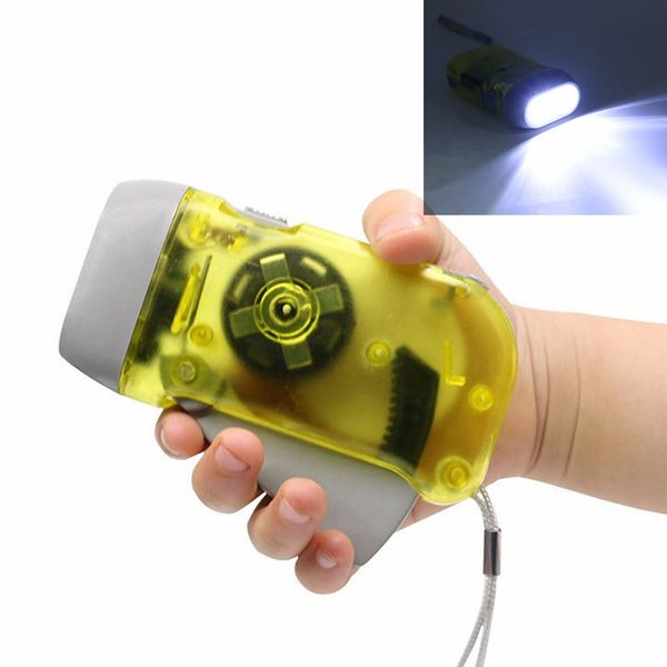 

new 3 led hand pressing dynamo crank power wind up flashlight torch light hand press crank camping lamp light color send random