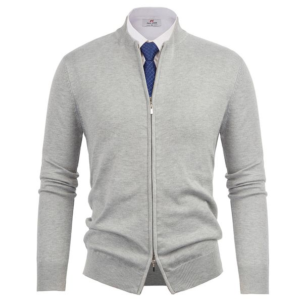 

autumn jacket solid sweater formal office long sleeve stand collar slim fit knitted casual, Black;brown