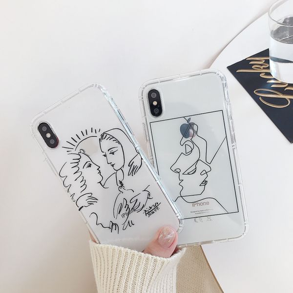 

artistic abstract lines cell phone case creative character for iphone xr 6 7 8 x plus xs max air cushion soft phone cases