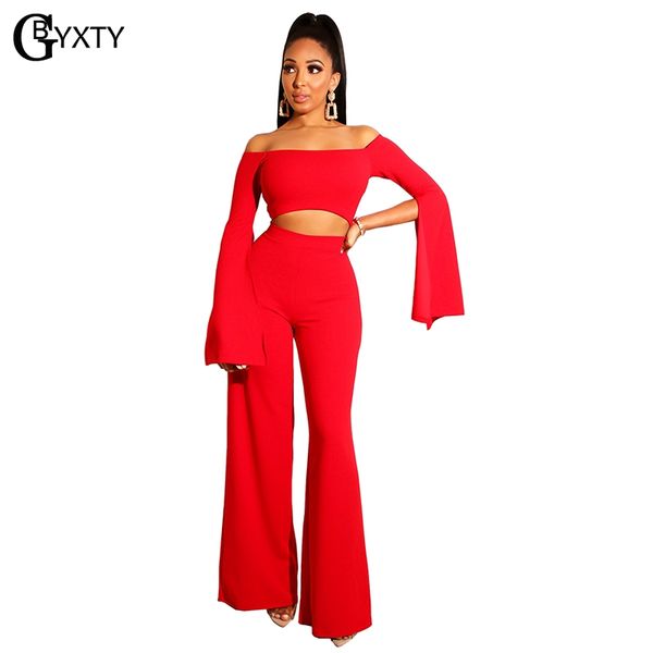 

gbyxty jumpsuits for women 2019 spring summer off shoulder long sleeve jumpsuit rompers hollow out wide leg pants overalls zl051, Black;white