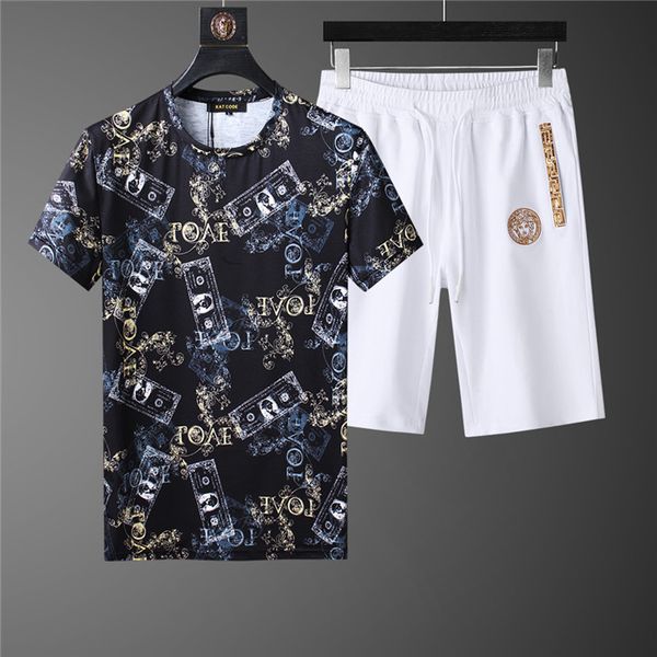 

new 2020 mens tracksuit summer mens designer tracksuits set running mens tracksuit letter slim clothing track kit luxury sports short sleeve, Gray