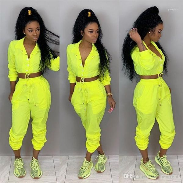 

sports set with button female jumpsuit casual apparel spring women 2pcs pants solid color, White