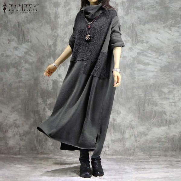 

larger zanzeya autumn ternek sweater women's sleeping package down long skirt women's dress, Black;gray