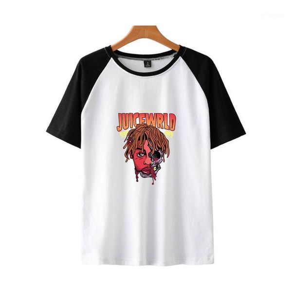 

womens tshirts short sleeve males females crew neck tees patchwork desinger print juice wrld mens, White;black