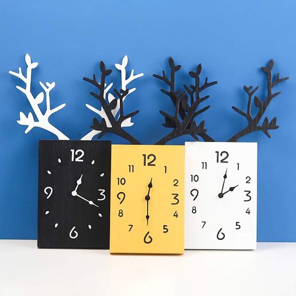 

nordic style wooden creative antler decorative wall clock modern creative home living room clock bedroom wall decoration