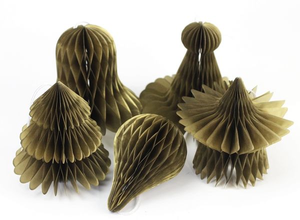 

пакет из 5 navy / золото рождества honeycomb набора рождественских украшений character блесны симпатичный fun decor