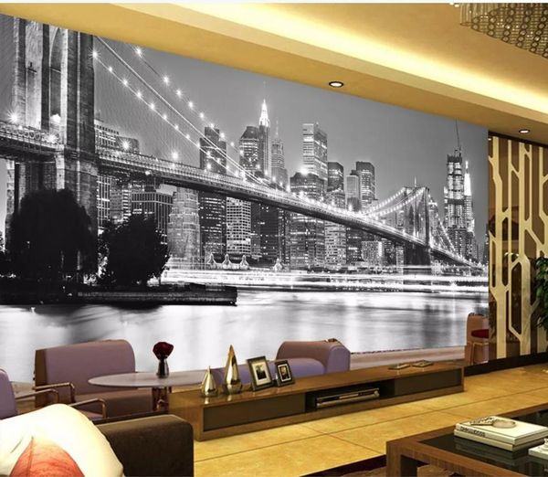 

customized wallpaper for walls retro black and white european architecture landscape background wall painting