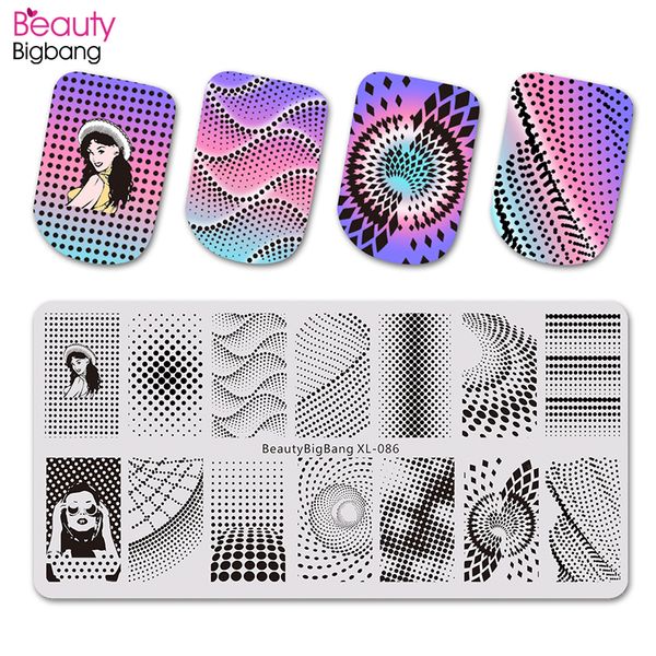 

beautybigbang nail art stamping plates fantasy dot point vortex girl image stainless steel nails stamping template mold xl-086, White