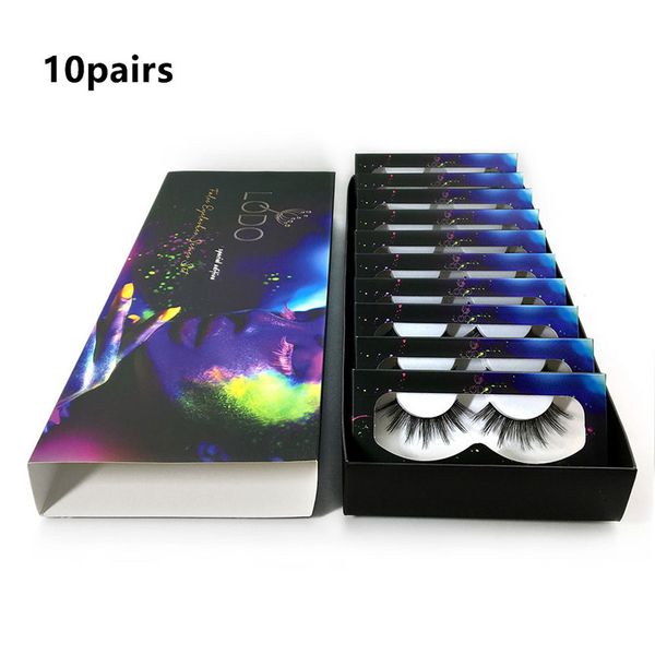 

10 pairs of identical packing 9 styles 3d mink eyelash 100% thick real mink hair false eyelash natural extension