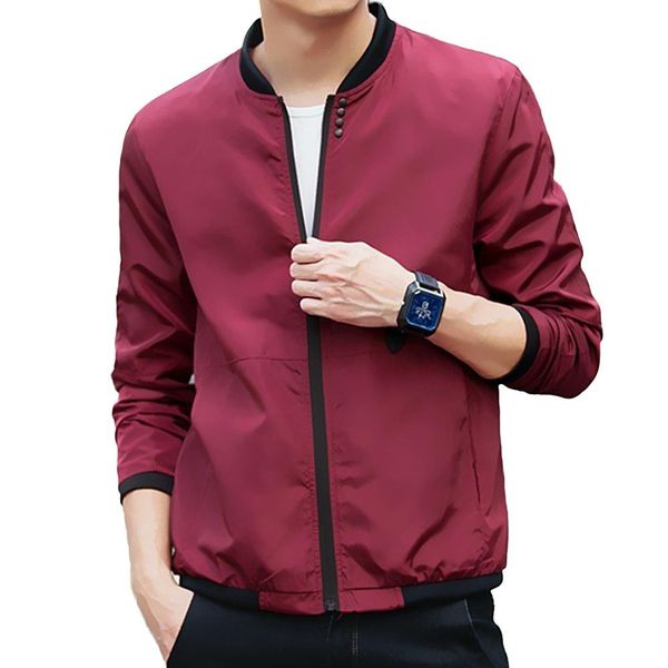 

chaqueta fashion casual men jacket coat stand collar baseball jacket long sleeve thin coat for men clothing, Black;brown