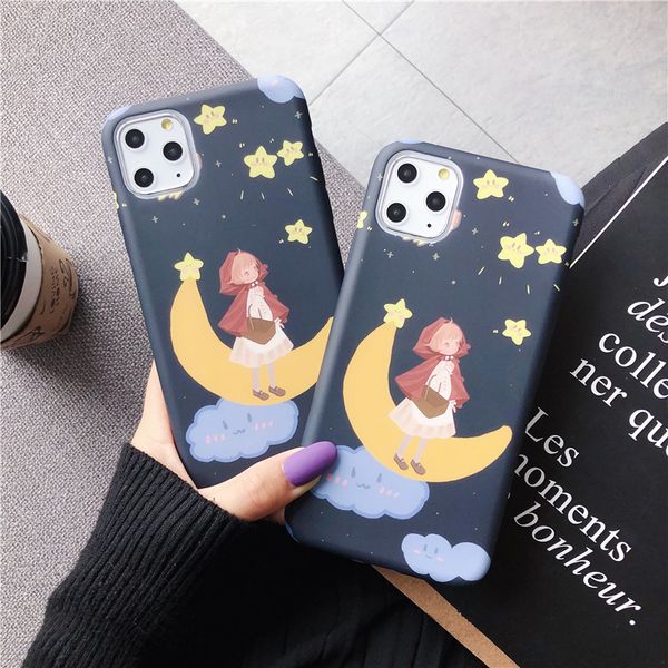 

for iphone 11 pro phone case xs max xr cartoon girl moon 6 7 8 x plus soft cover pattern cell phone cases