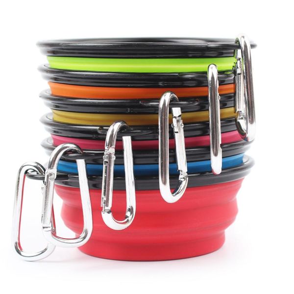 

collapsible feeding pet food bowls silicone cat double feeder bowl travel eco friendly cat foldable dog supplies with carabiner