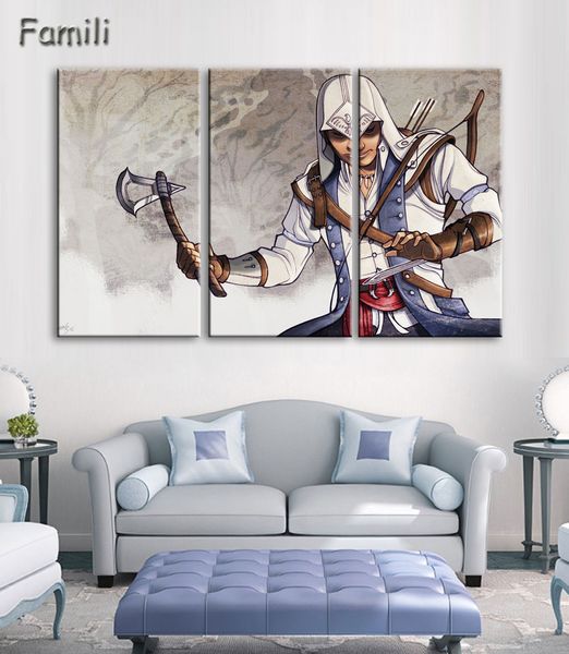 

3pcs/set framed hd printed game assassin's creed picture wall art canvas print poster canvas oil painting cuadros decoracion