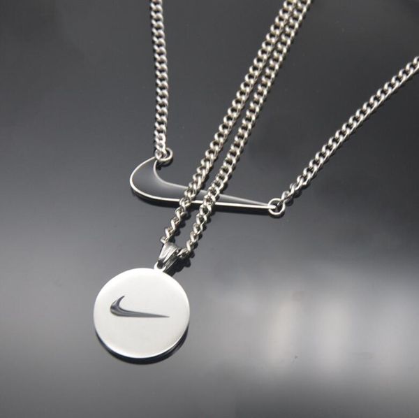 

hip hop design symbol pendant necklace with pearl chain iced out stainless steel double-deck men jewelry, Silver