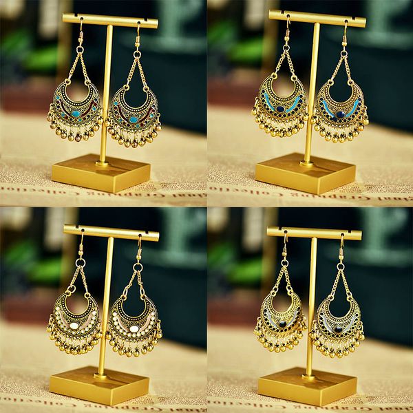 

multiple vintage ethnic dangle drop earrings for women female anniversary bridal party wedding jewelry ornaments accessories, Golden