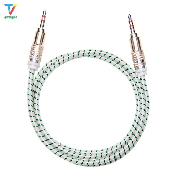 300pcs/lote de alta qualidade 1m masculino para masculino 3,5 mm Circle Candy Shell Audio Audio Audio Cable Adapter para comprimido para celular PC mp3 mp4 player 3