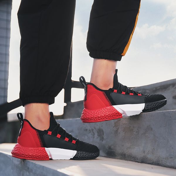 

men fashion sports shoes lace-up breathable brand casual shoes low to help outdoor comfortable mesh lightweight non-slip, Black
