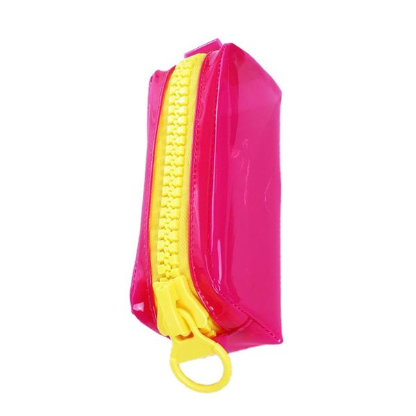 

transparent big zipper leather pen case fabric pencil bag etui a crayons cuir pencil pouch stifte tasche case school