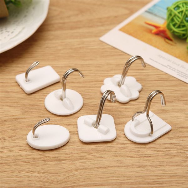 

6pcs сильный клей крюк стена двери sticky вешалка держатель кухня ванная белый прочный практические и удобные предметы домашнего обихода