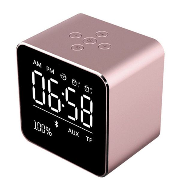 

mini portable wireless metal bluetooth speaker music super bass loudspeaker hands-calls lcd screen tf dual alarm mode