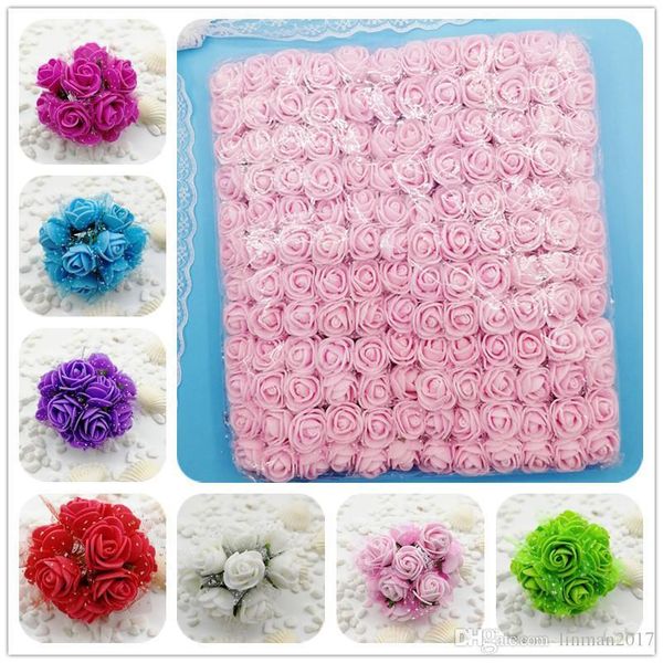 

2cm mini pe foam rose heads artificial silk flowers for home garden diy pompom wreaths wedding decor supplies