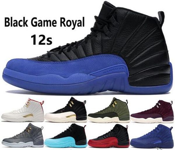 

black game royal jumpman 12 12s mens basketball shoes fiba 2019 cny dark grey flu game wings french blue men designer sneakers