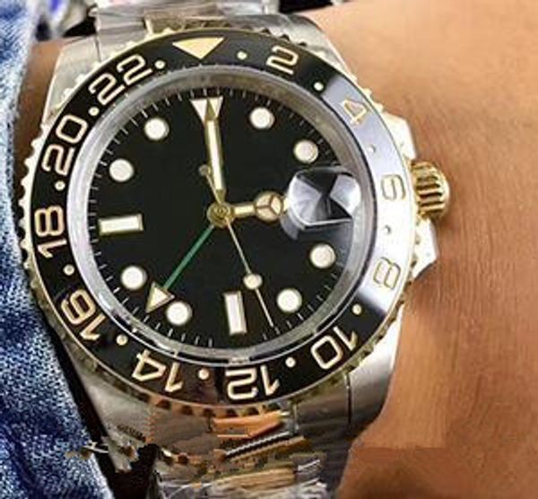 

2018 aaa luxury men watche automatic gmt lum black blue ceramic bezel luxury de igner watch tainle original cla p men watche free