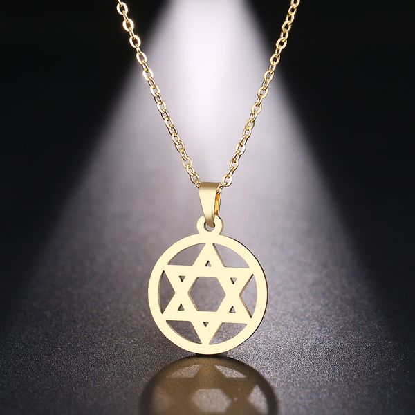 

dotifi stainless steel necklace for women man hexagonal geometry gold and silver color pendant necklace engagement jewelry