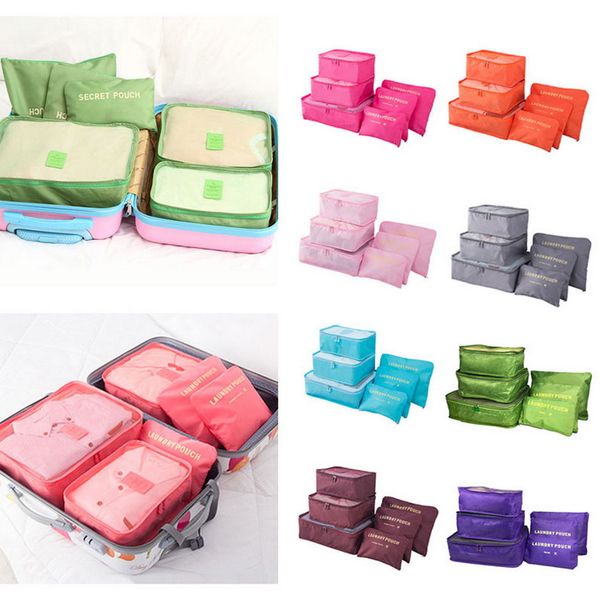

6pcs travel waterproof organizer bag clothes pouch portable storage case luggage suitcase storage bag fashion travel