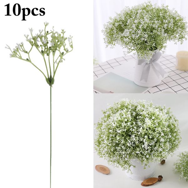 

10pcs wedding simulation green plantation starry twig artificial flower decorative babysbreath fake flower bridal bouquet
