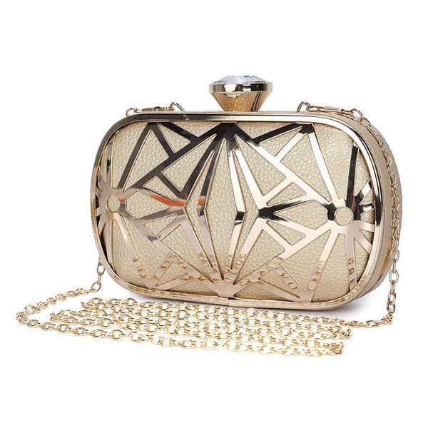 

asds-women evening bags exquisite leather handbag metal hollow designer wedding party clutch purse