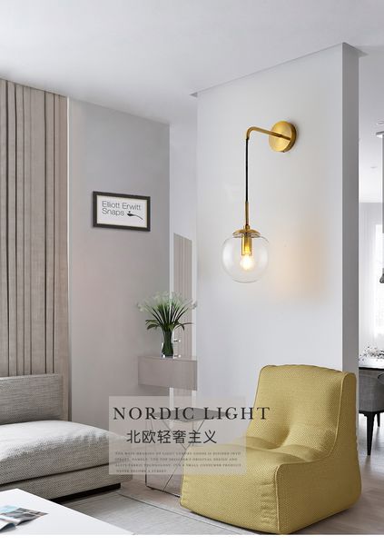 Grosshandel Postmoderne Glas Wandleuchte Nordic Beleuchtung Kreative Schlafzimmer Wohnzimmer Personlichkeit Gang Treppe Nachttischlampe Designer