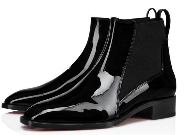 

элегантный зимняя мода marmada мужчины s женщины s красное дно ботильоны боттес черный лакированная кожа леди удобная добыча с коробкой