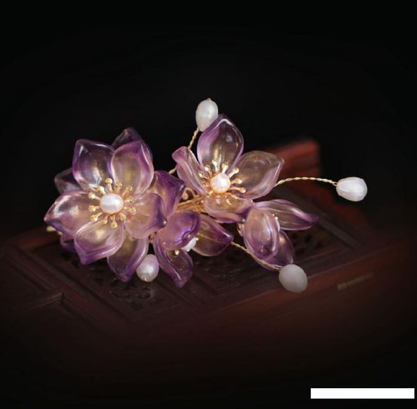 2019 Csxjd New Handmade Freshwater Pearl Purple Flowers Flowers