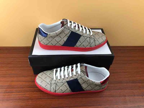 

new fashion designer casual shoes for men women genuine leather green red heel stripe low casual shoes with box size 35-48, Black