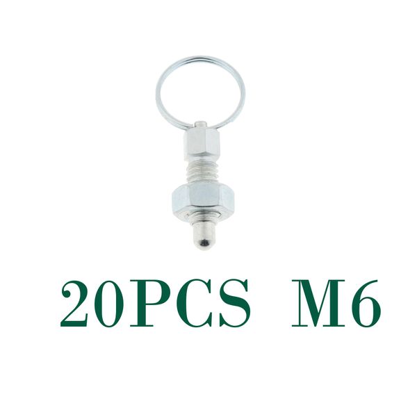 

20 pcs m6 steel spring plunger indexing plungers with pull ring