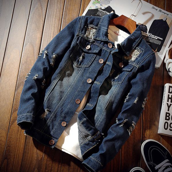 

men's denim jacket autumn winter casual man jacket coat vintage wash distressed denim male outwear chaqueta hombre, Black;brown