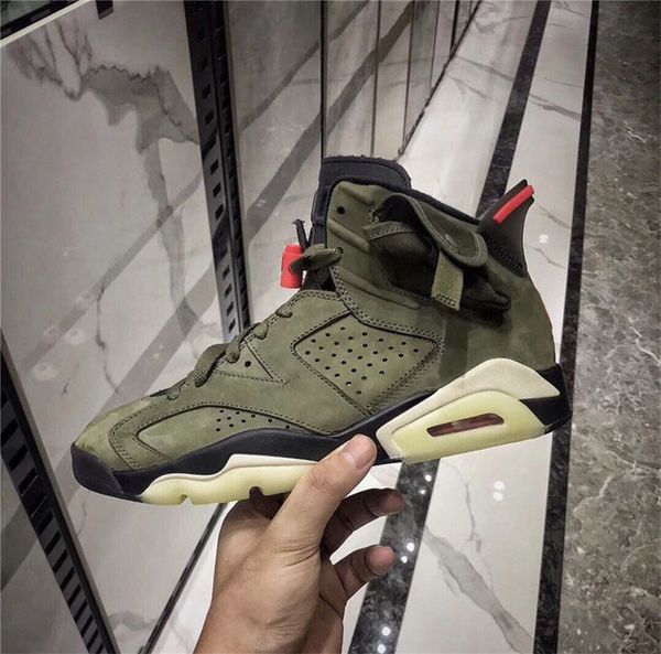

2019 new authentic travis scott x air 6 mens basketball shoes medium olive glow in the dark 6s sports sneakers 596jordan with box cn1084-200