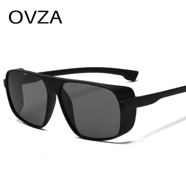 

ovza cool steampunk sunglasses men rectangle reflective mirrored sunglasses male fashion uv400 punk style eyewear s8005, White;black