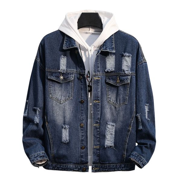 

mens designer fashion denim suit slim handsome hole jacket coat, Black;brown