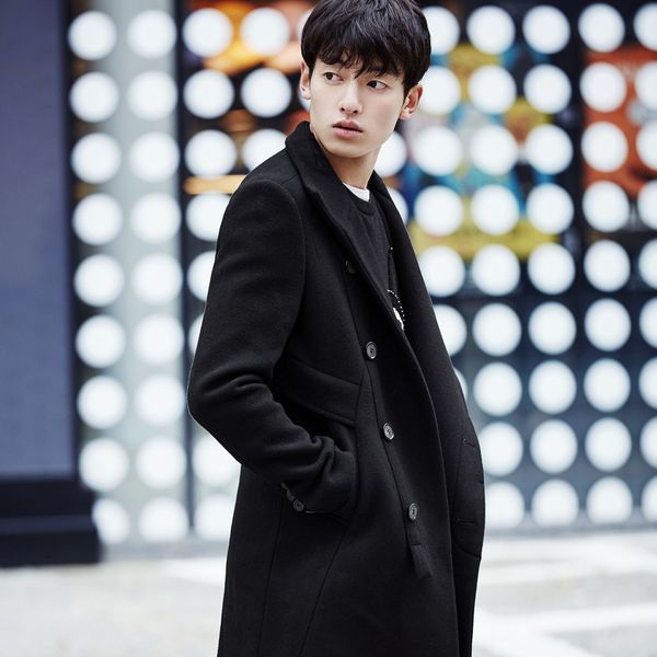 

gxg mens long wool coat male coat woolen for winter #64826032, Black